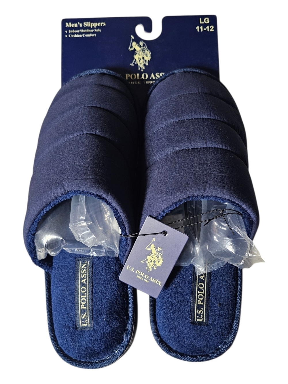 U.S. Polo Assn. Navy and Black Quilted Slide Slippers